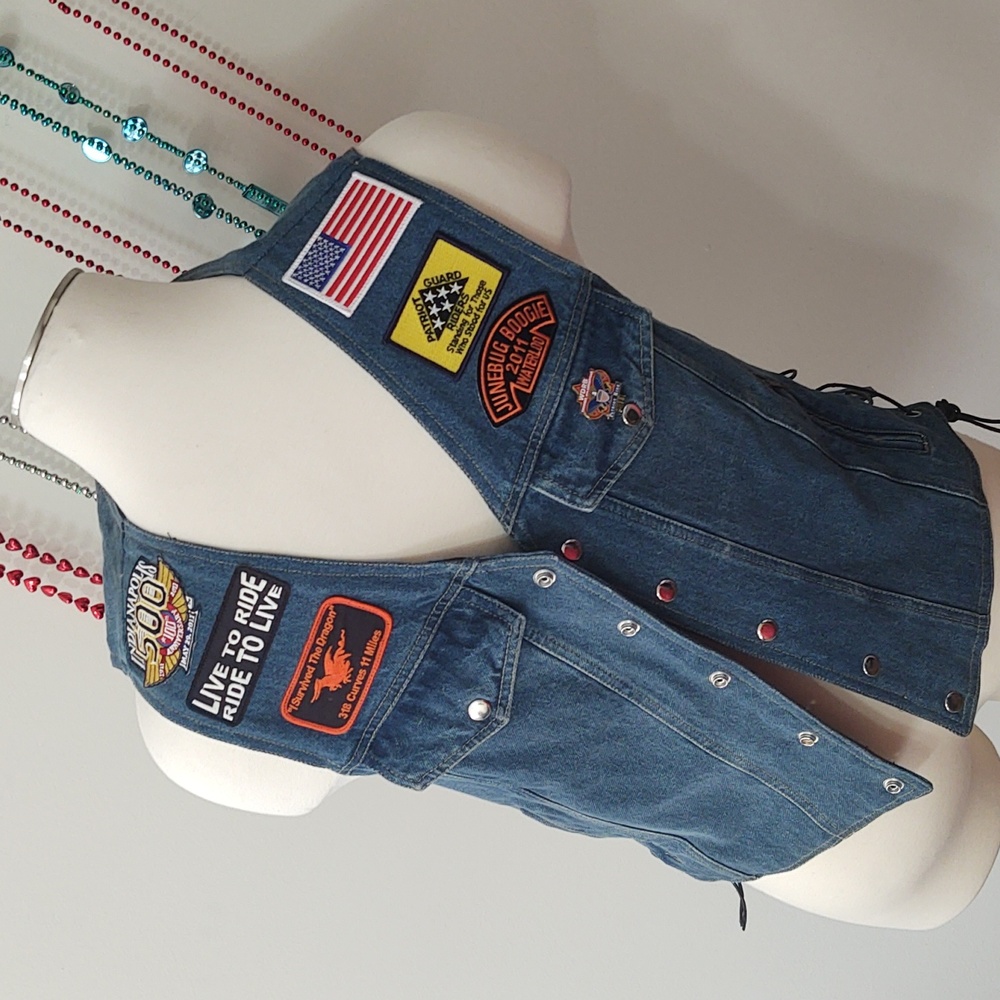 Unik Denim Biker Vest w Patches XL
